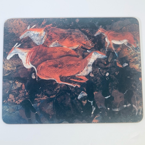 Vtg Pastiche Prestige Tableware Placemats Set of 6 Aboriginal Bushmen Rock Art - Picture 7 of 13
